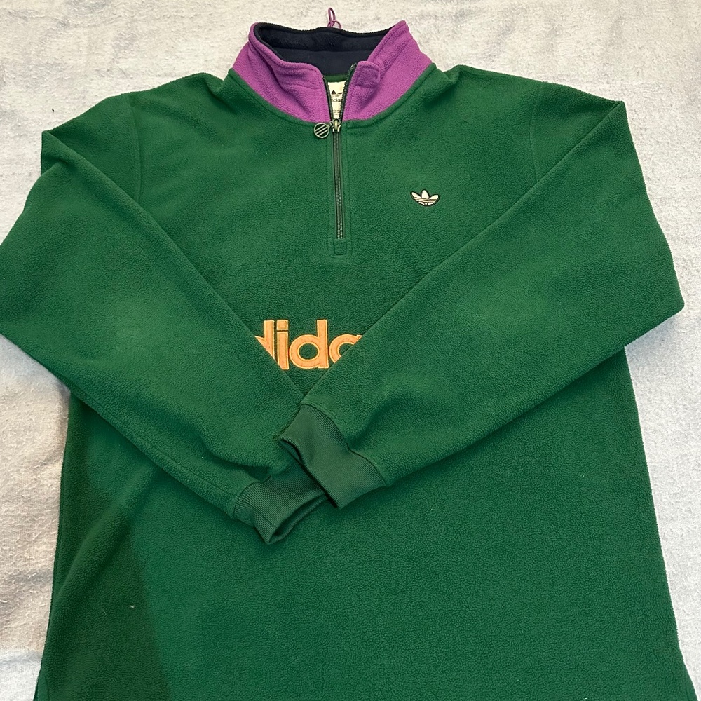 ADIDAS POLAR FLEECE 1/4 ZIP PULLOVER TREFOIL SPELLOUT LOGO